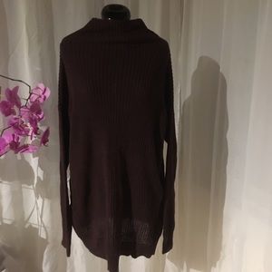 Maroon turtleneck sweater mini dress